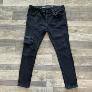 38x32 Hot Topic HT Denim Stinger Jeans Men’s Black Skinny Stretch Cargo